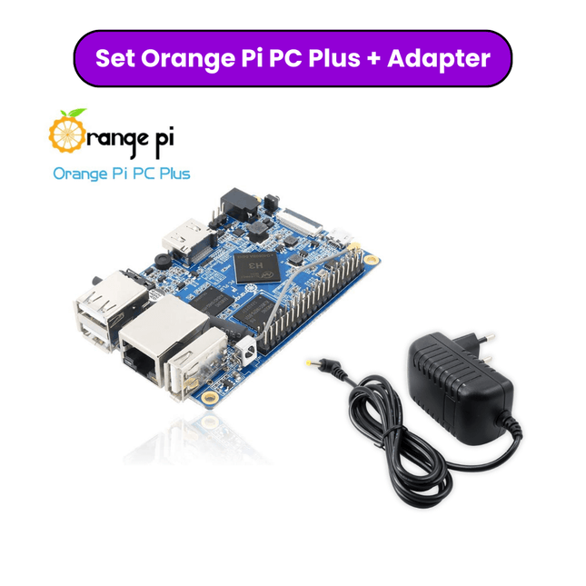 Orange Pi PC Plus พร้อมอะแดปเตอร์จ่ายไฟ