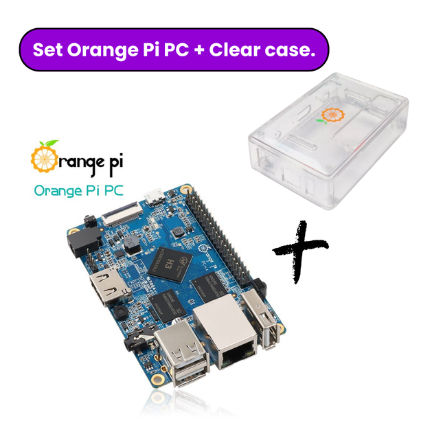 Set Orange Pi PC + Clear case.